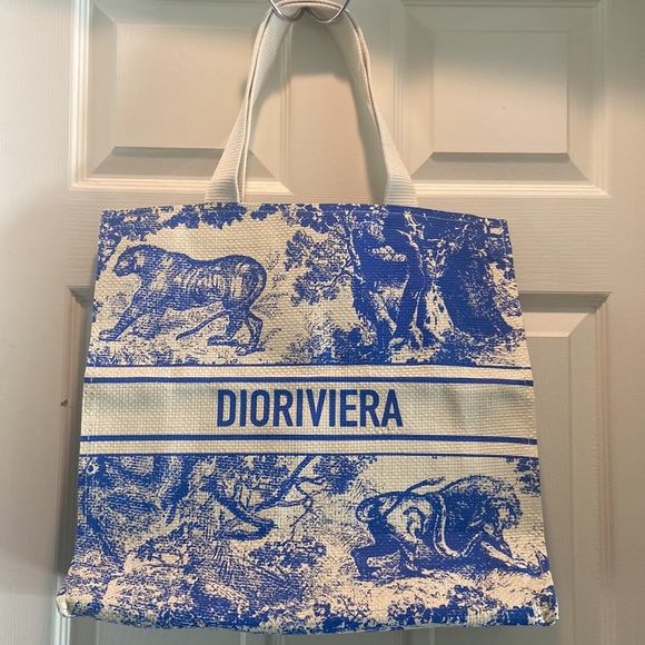 DIOR RIVIERA TOILE RAFFIA TOTE⭐️NEW - Picture 2 of 5